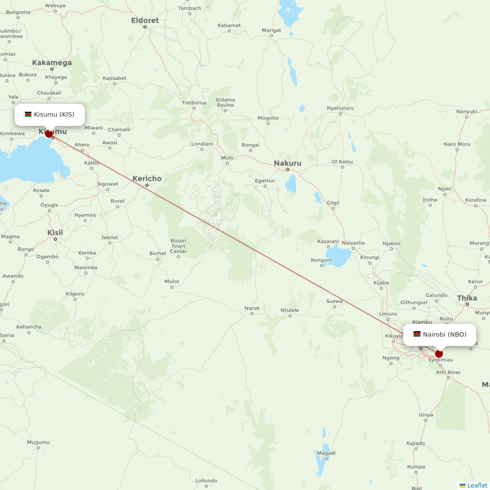 Kenya Airways at KIS route map