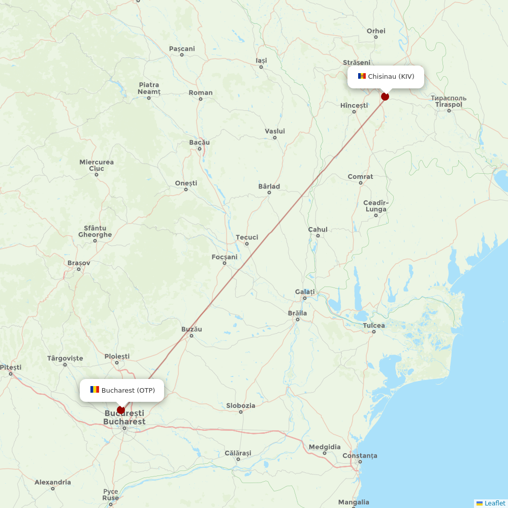TAROM at KIV route map