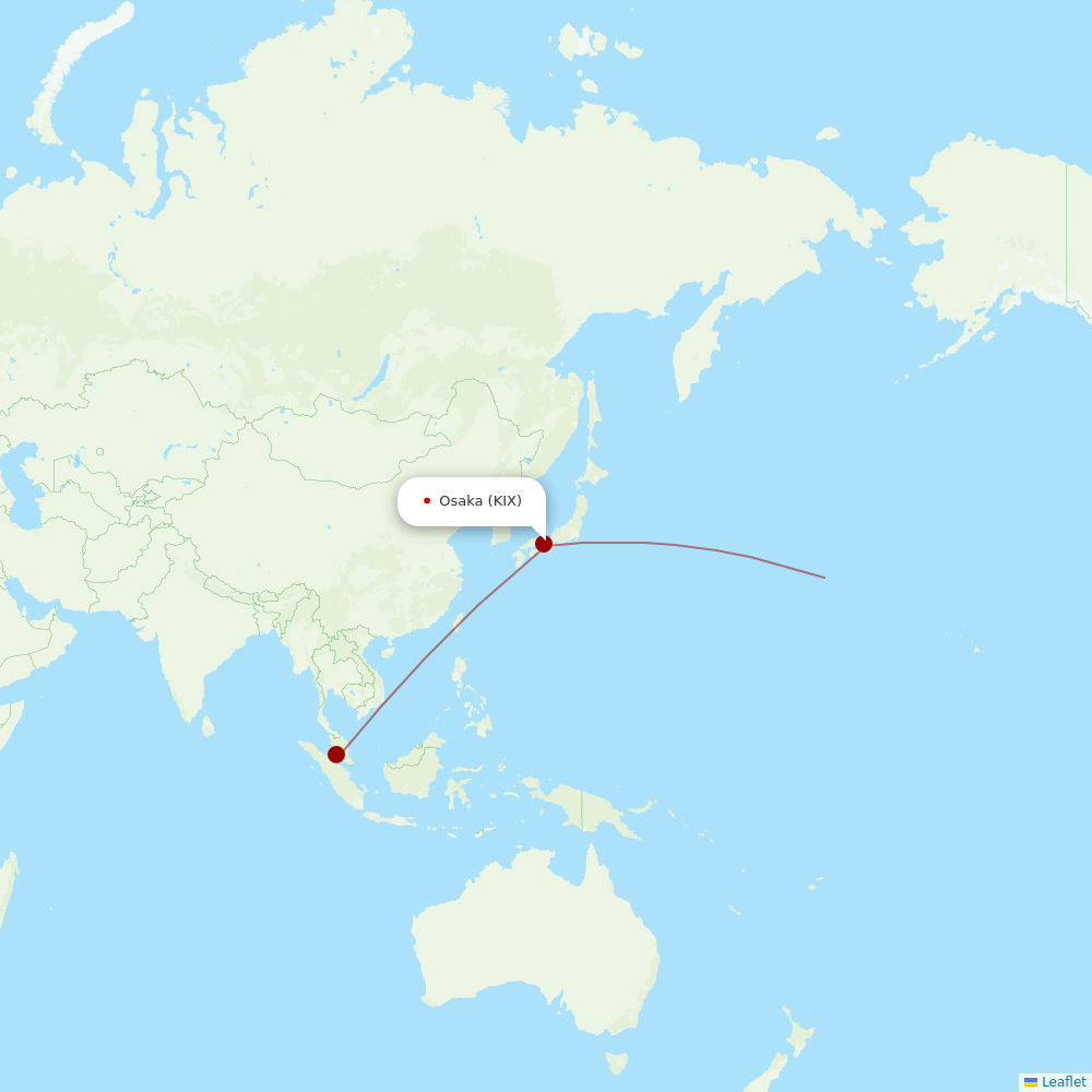 AirAsia X at KIX route map
