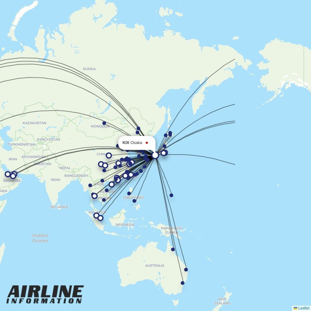 Peach Aviation routes from KIX