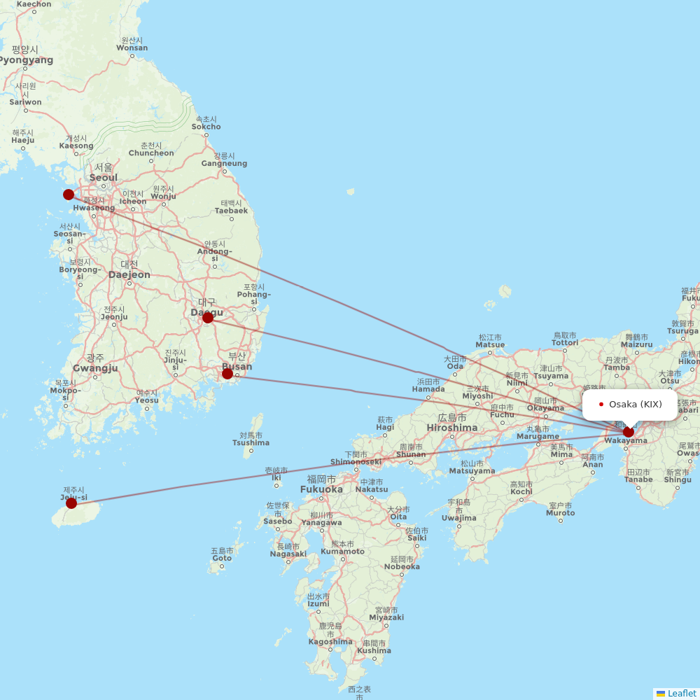 T´Way Air at KIX route map