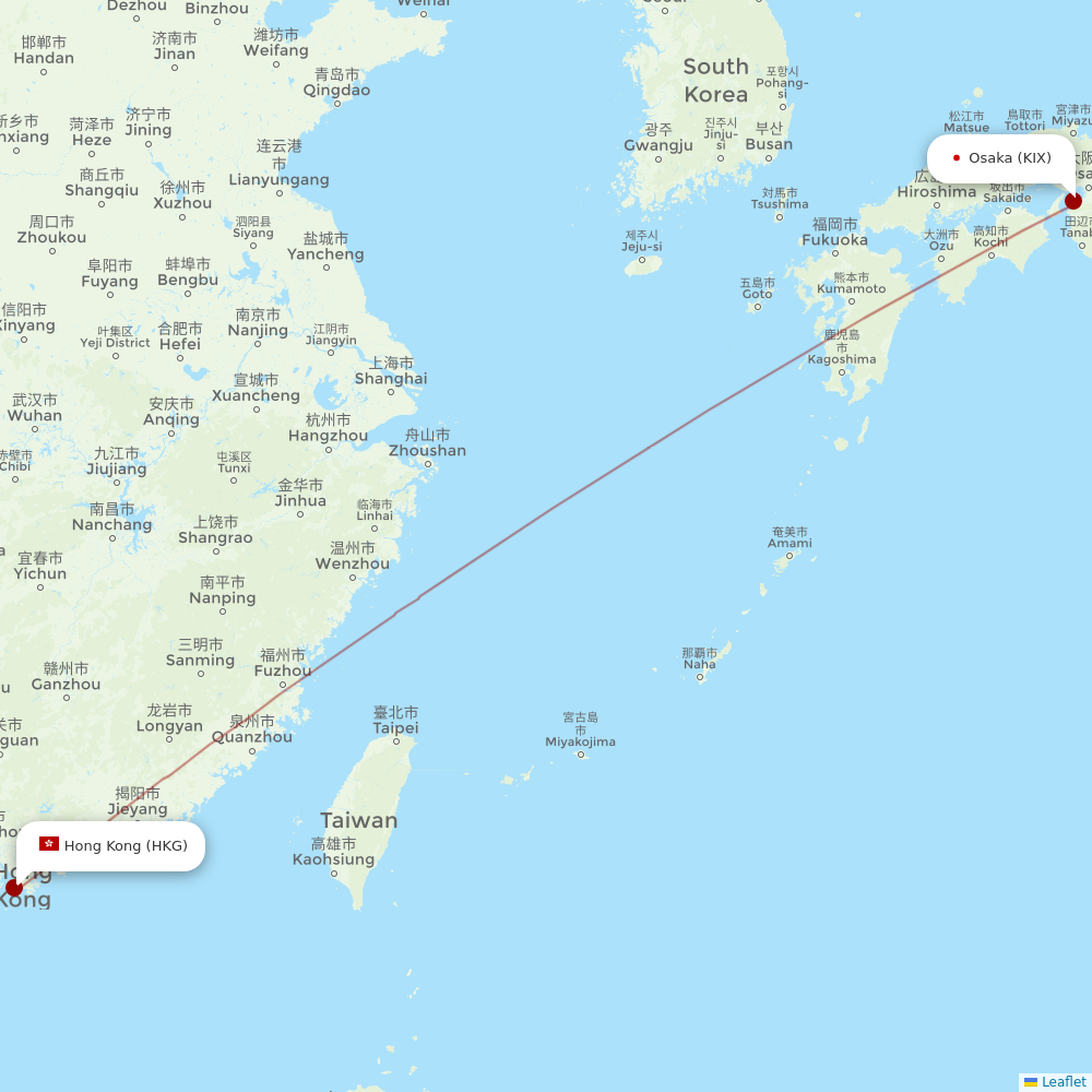 HK Express at KIX route map