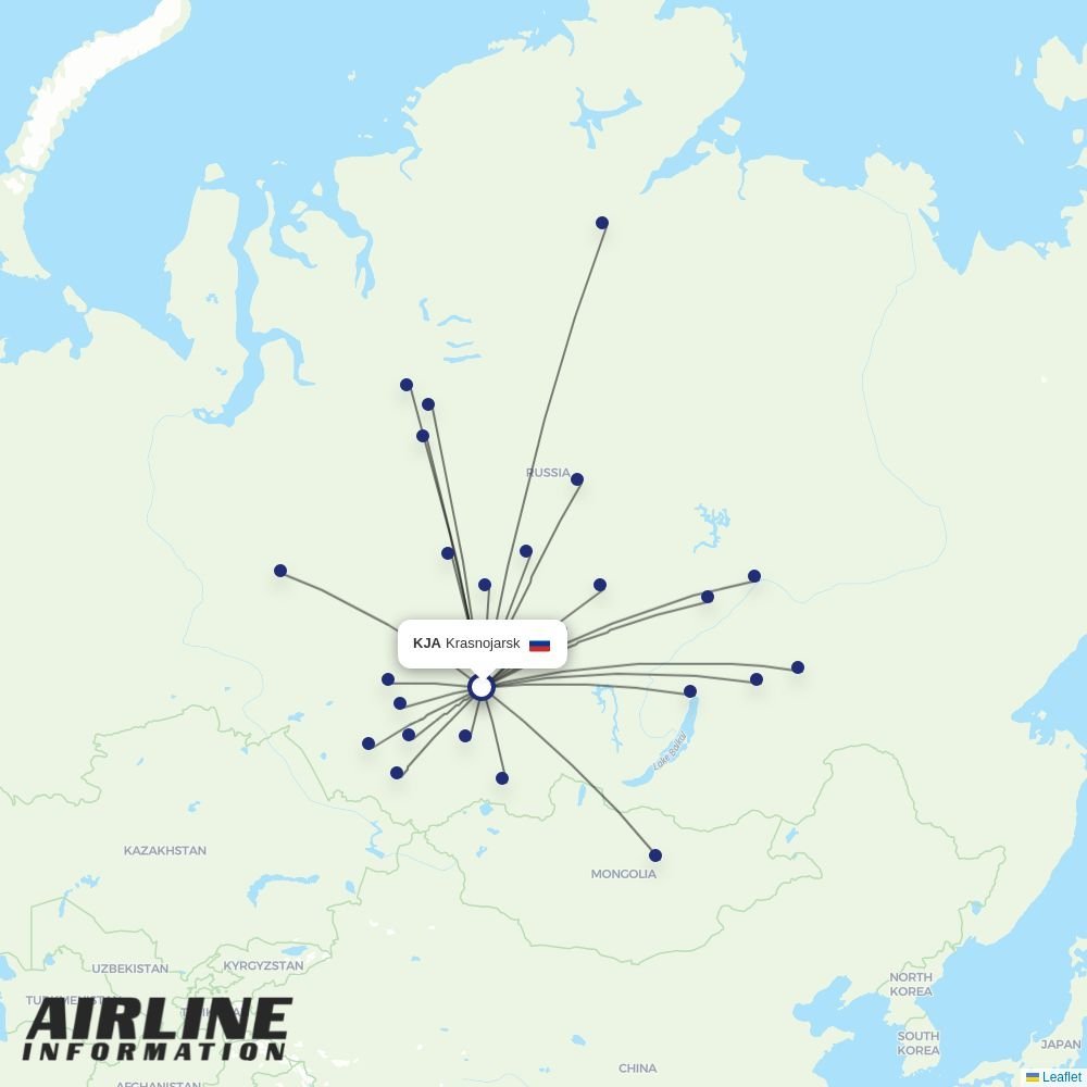 KrasAvia routes from KJA