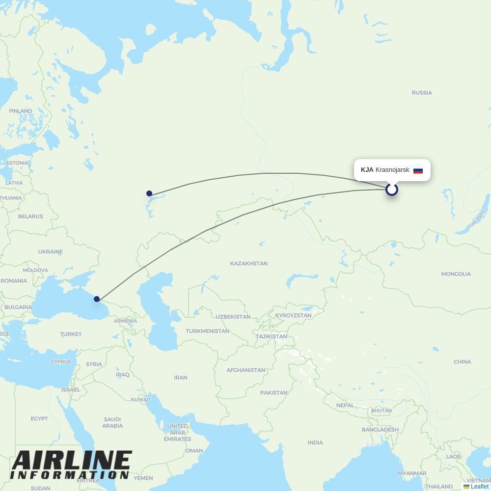 Nordwind Airlines routes from KJA