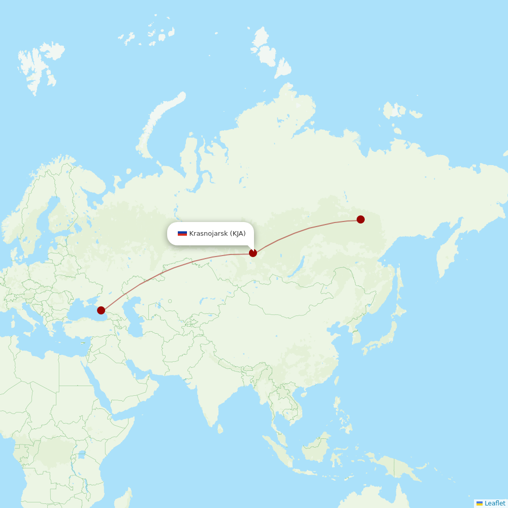 Yakutia at KJA route map