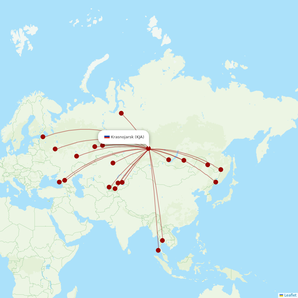 Aeroflot at KJA route map