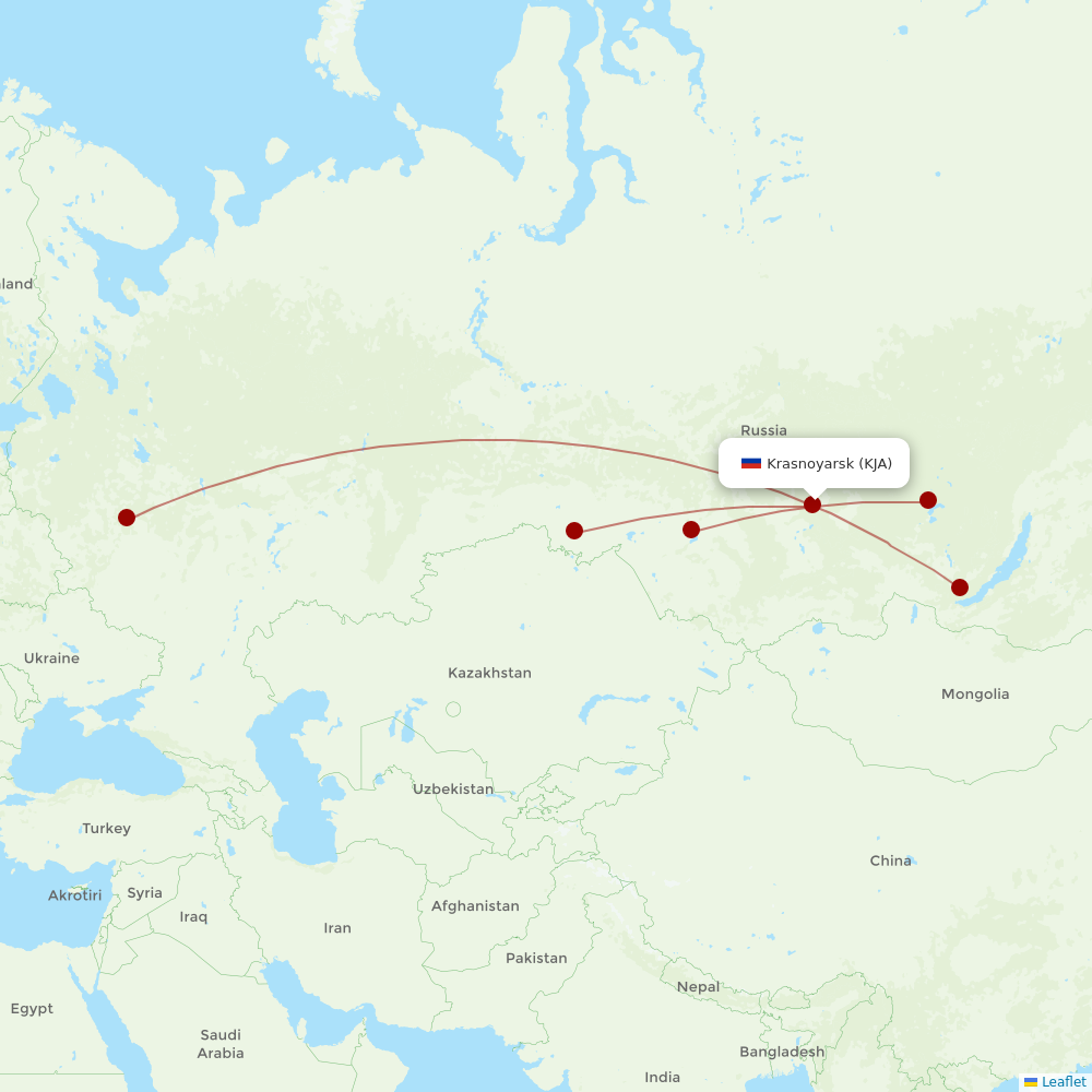 UTair at KJA route map