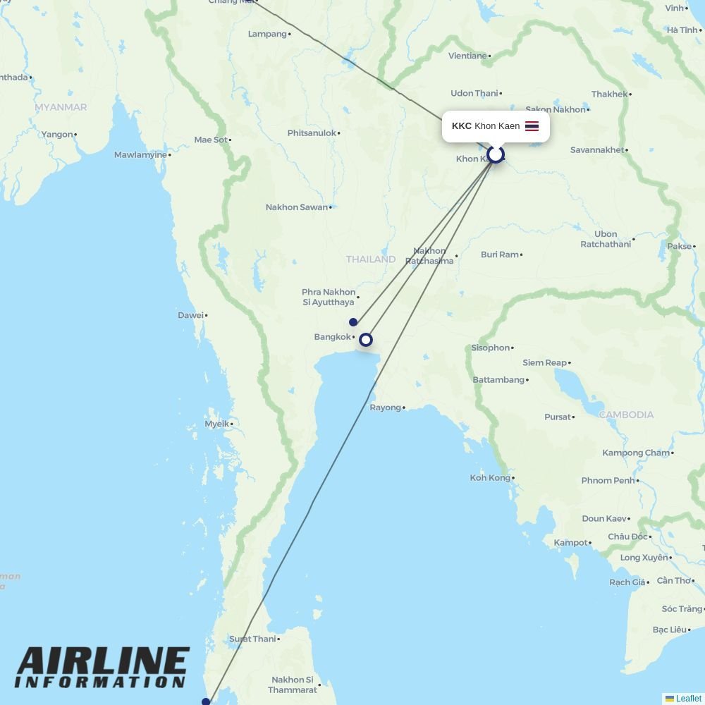 Thai Airways routes from KKC