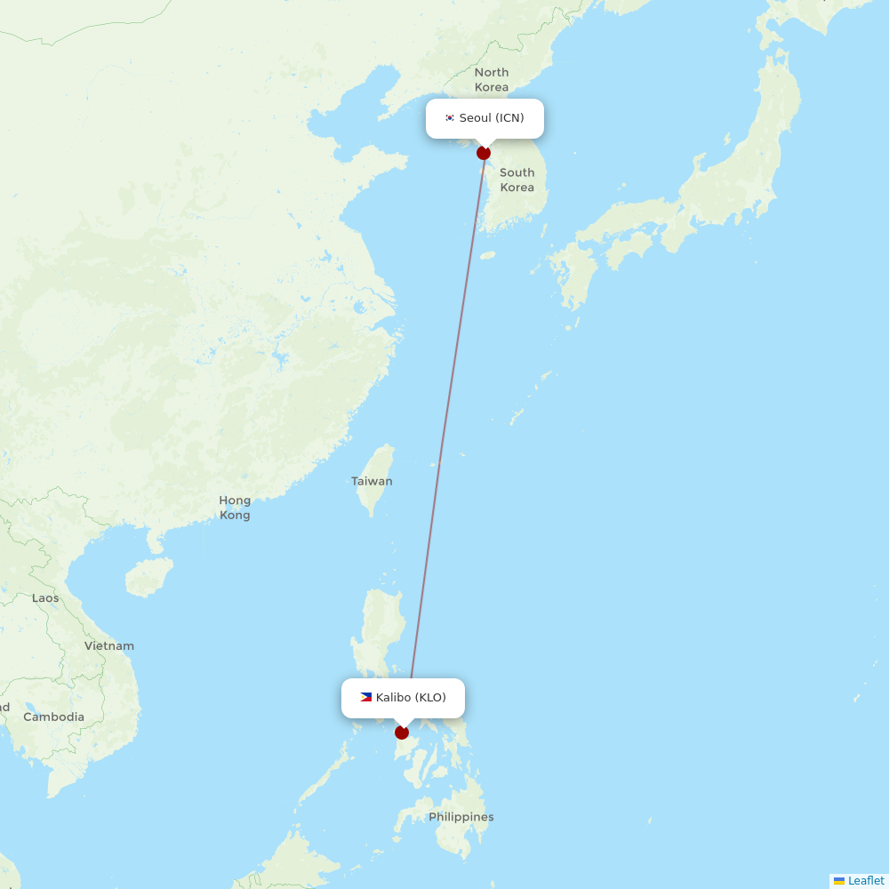 Air Seoul at KLO route map