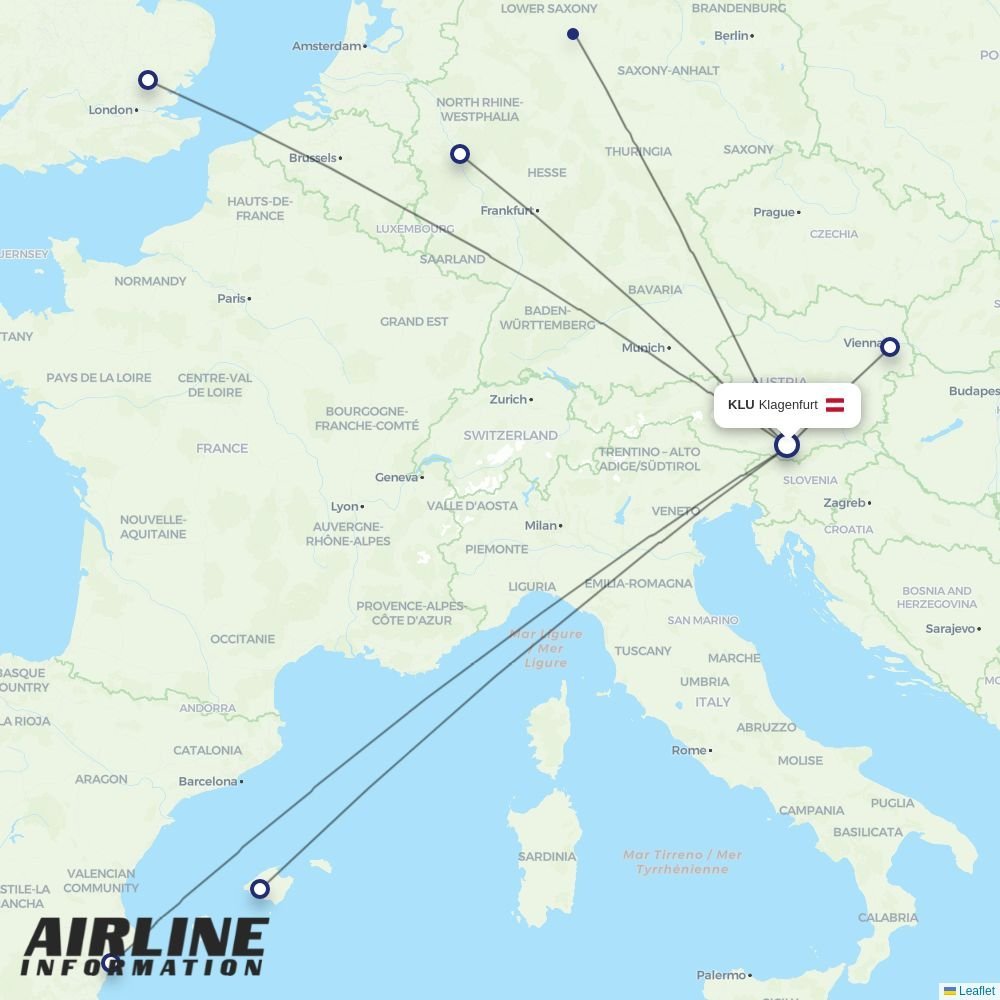 Ryanair routes from KLU