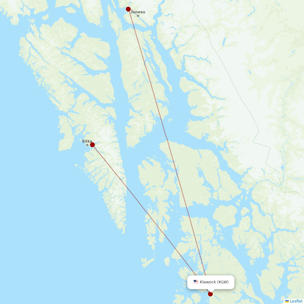Alaska Seaplanes at KLW route map
