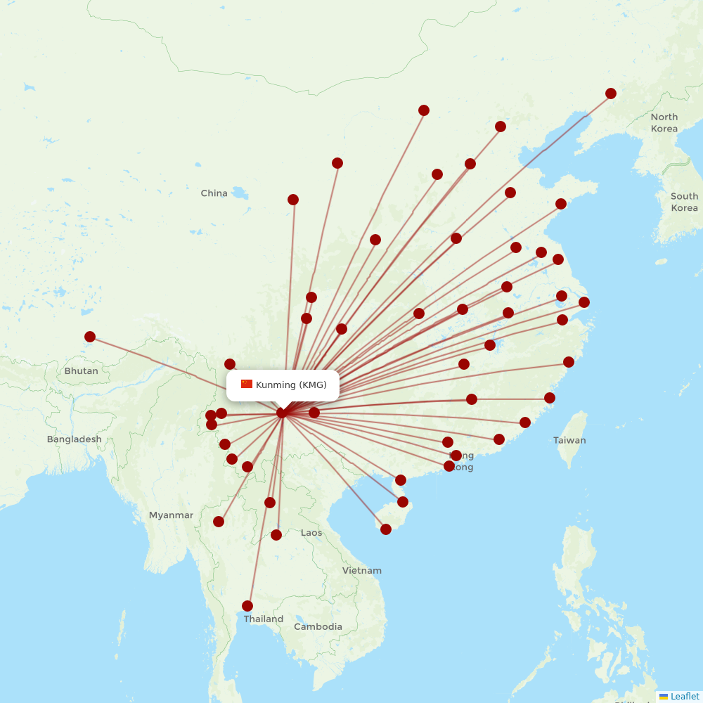 Lucky Air at KMG route map