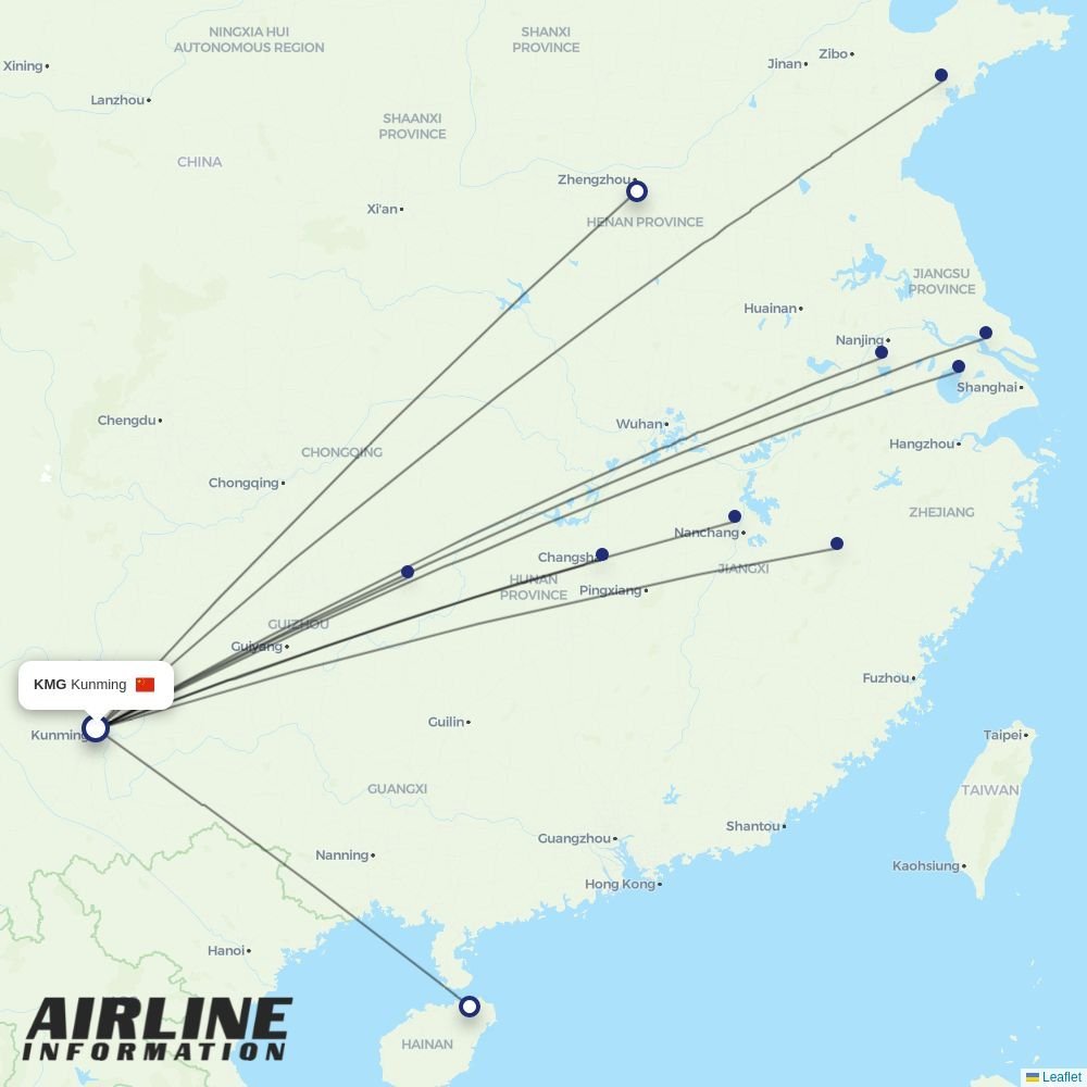 Air Travel routes from KMG