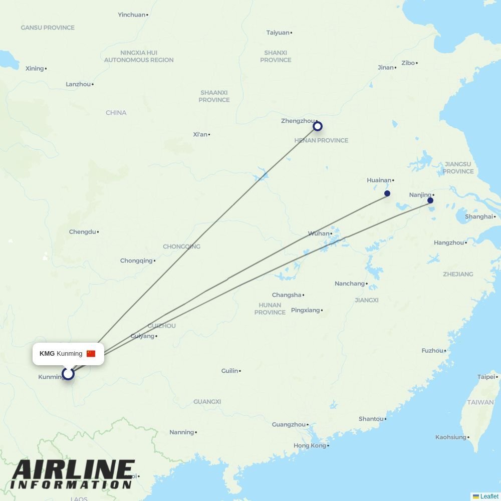 West Air (China) routes from KMG