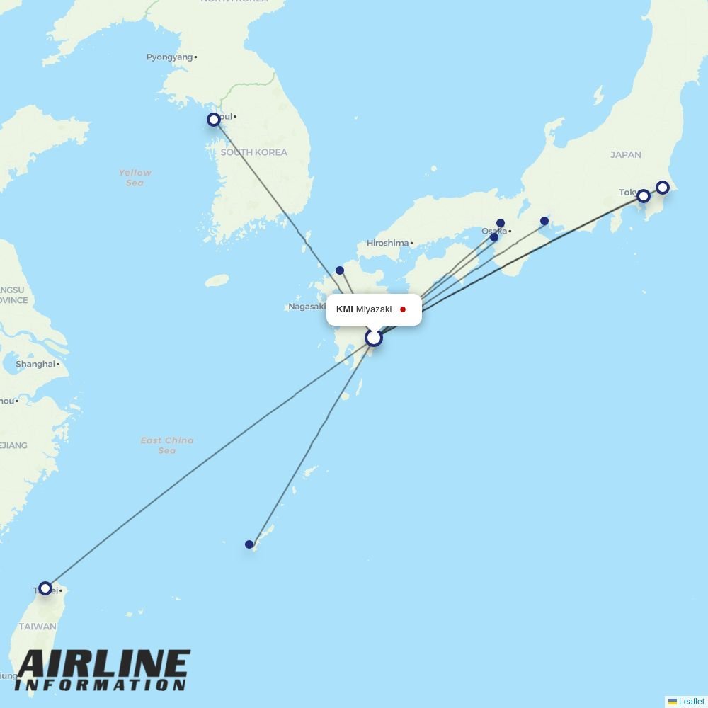 JAL routes from KMI