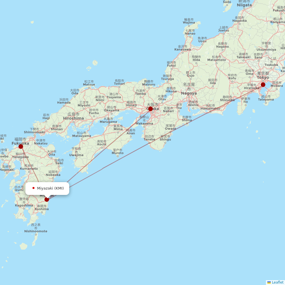 JAL at KMI route map