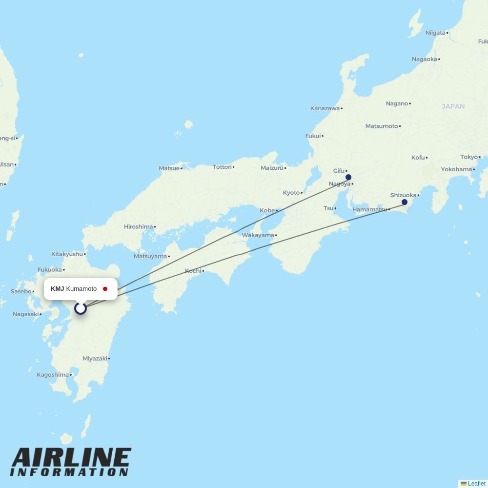 Fuji Dream Airlines routes from KMJ