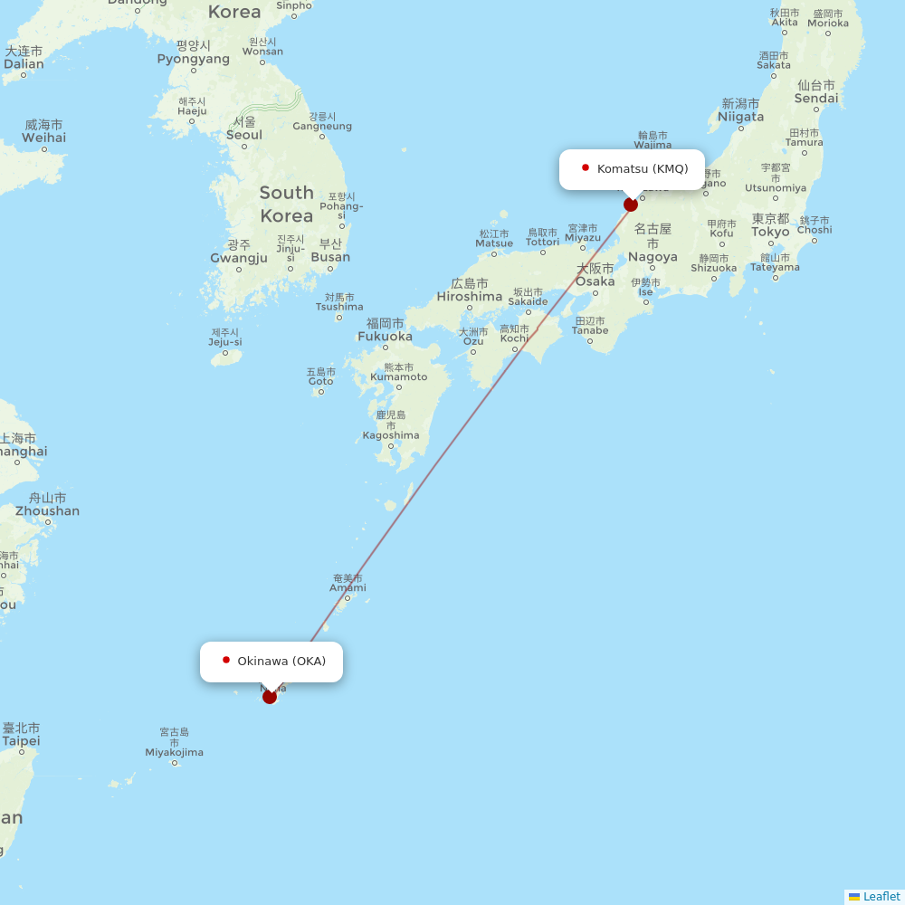 Japan Transocean Air at KMQ route map