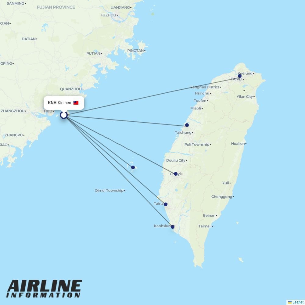 Mandarin Airlines routes from KNH