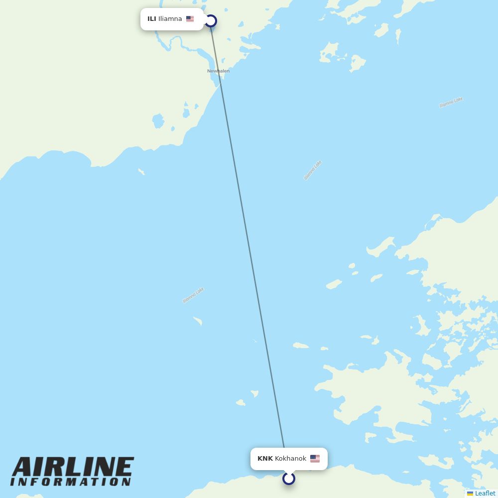 Iliamna Air Taxi routes from KNK