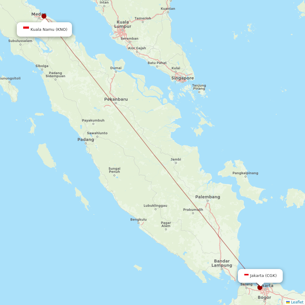 Garuda Indonesia at KNO route map