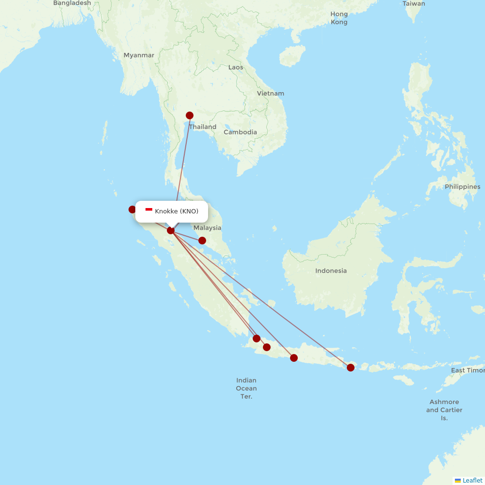 Indonesia AirAsia at KNO route map