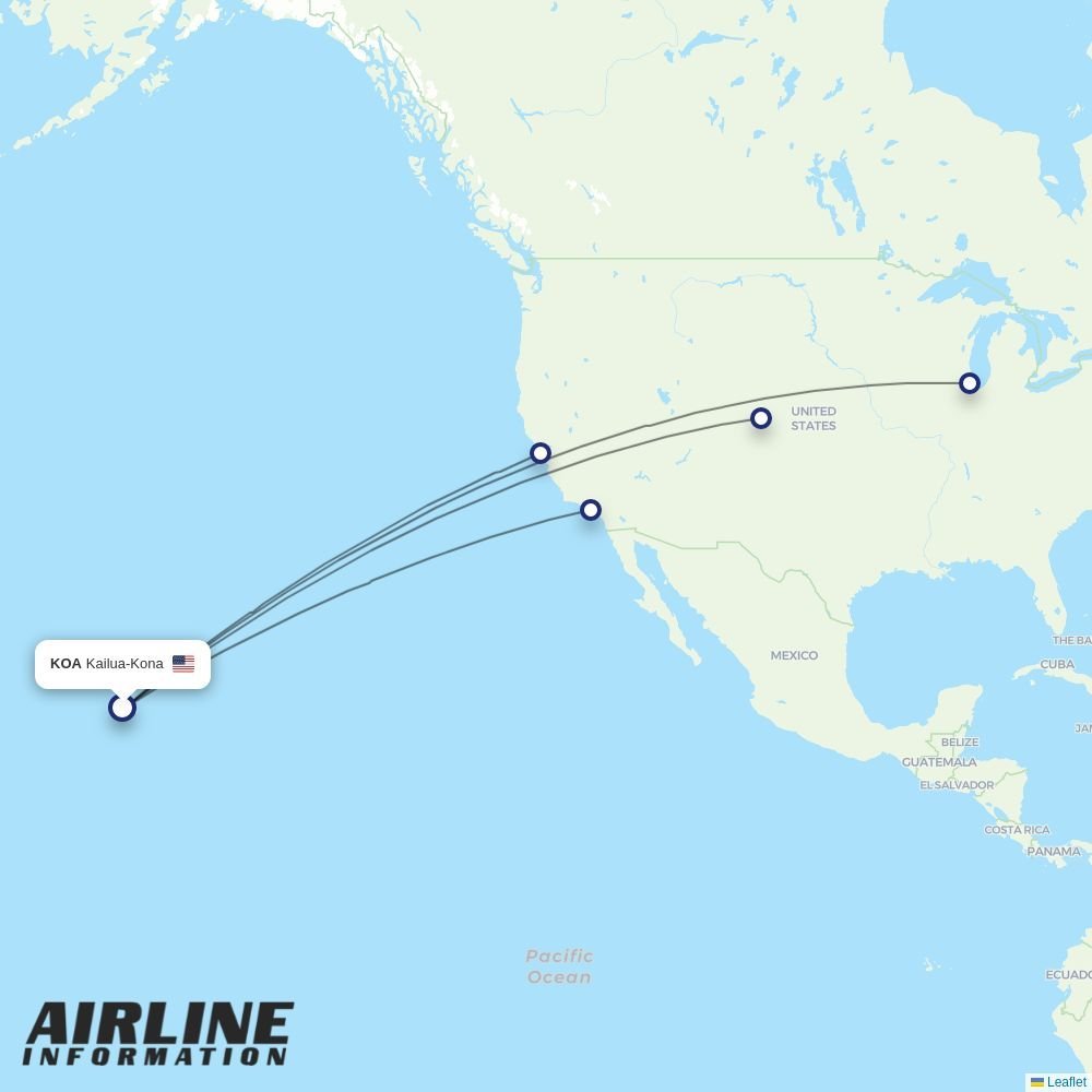 United routes from KOA