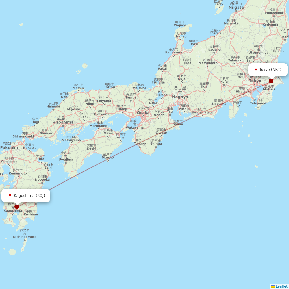 Jetstar Japan at KOJ route map