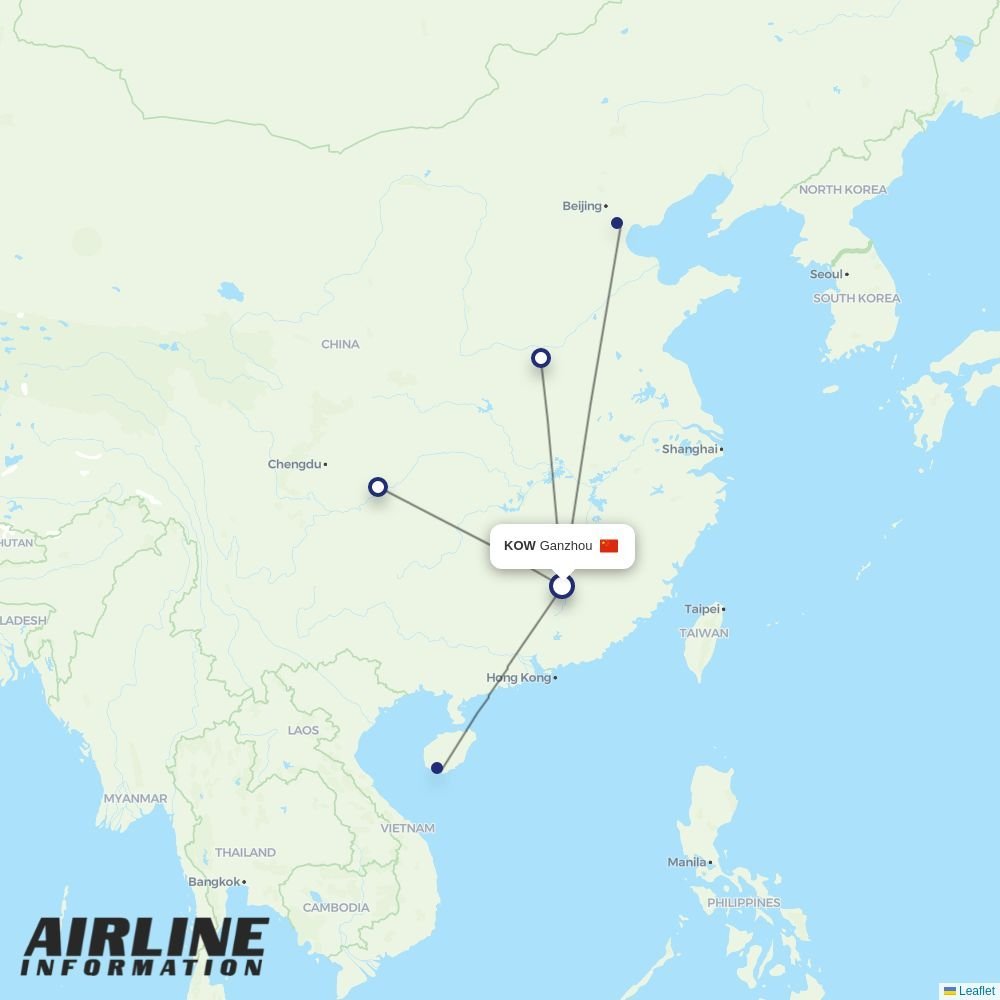 West Air (China) routes from KOW