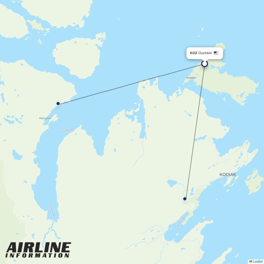 Island Air Service routes from KOZ