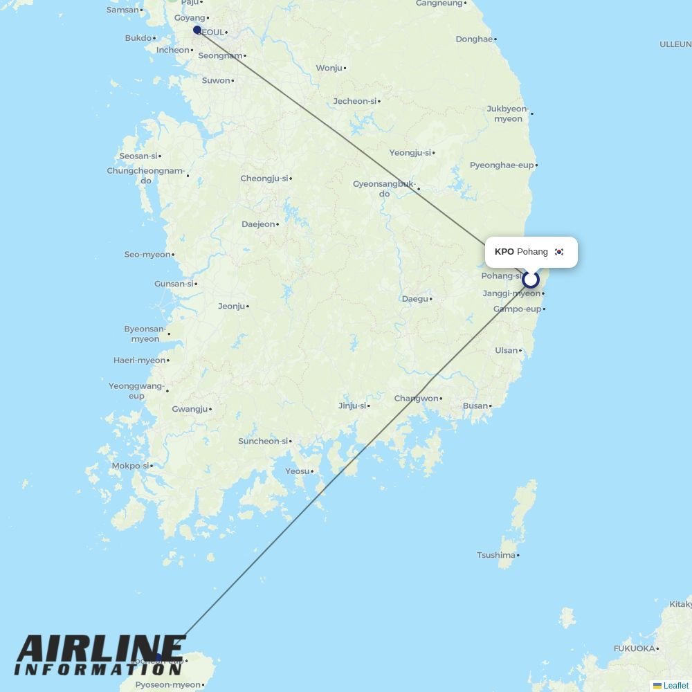 Jin Air routes from KPO