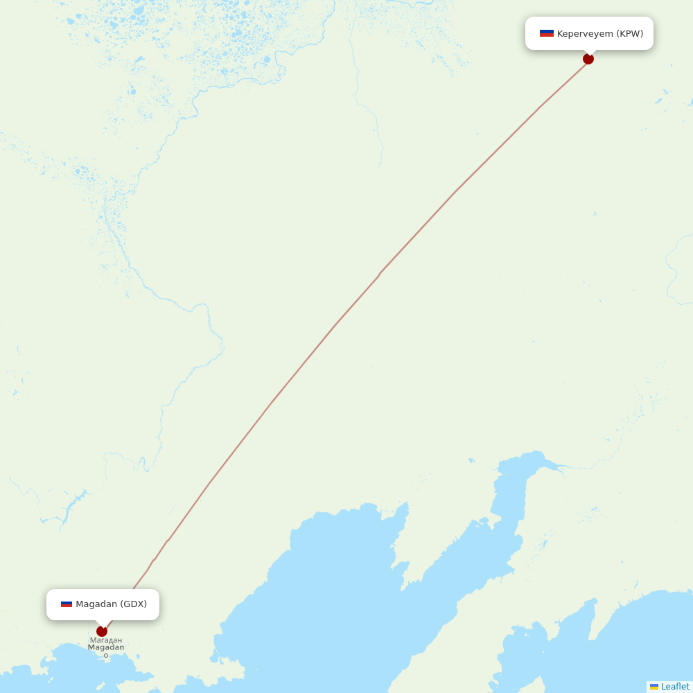 IrAero at KPW route map