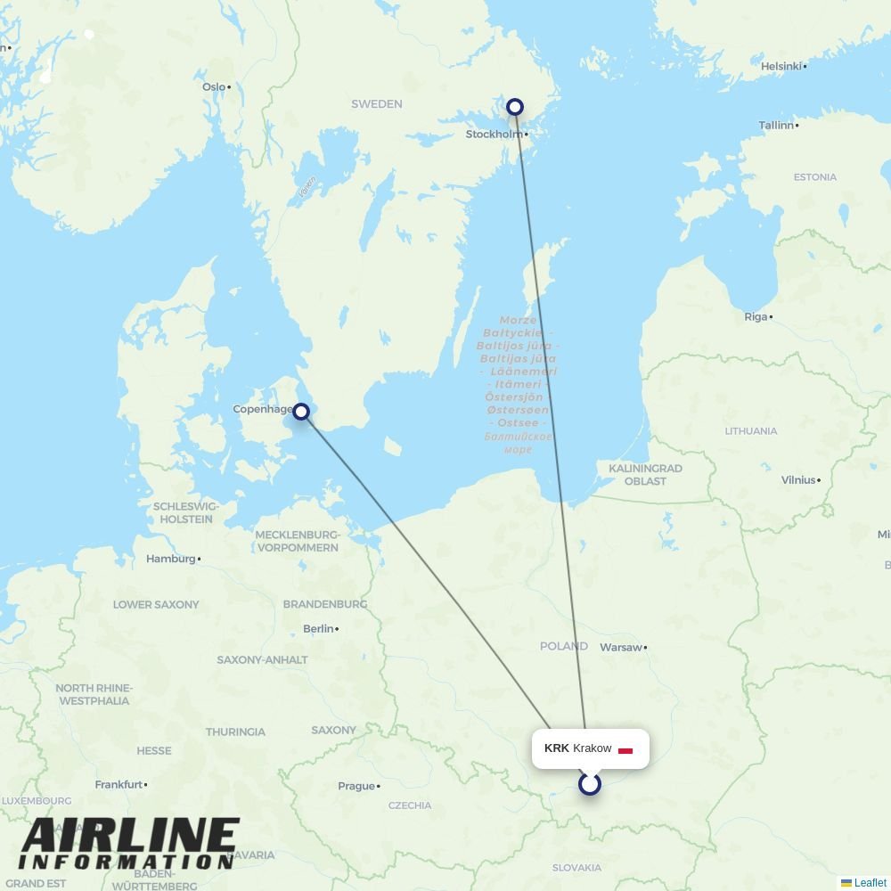 Norwegian Air Sweden routes from KRK