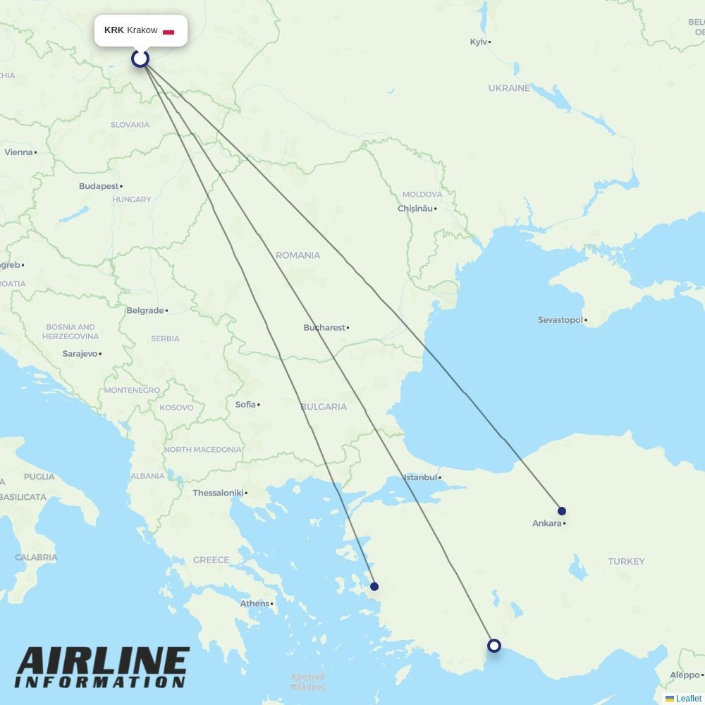 Pegasus routes from KRK