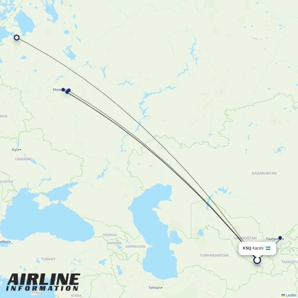 Uzbekistan Airways routes from KSQ