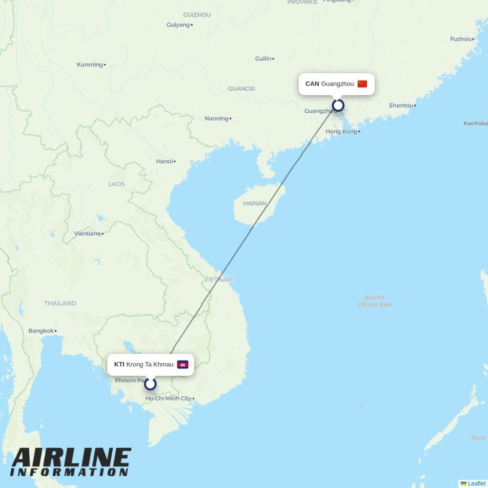 China Southern routes from KTI
