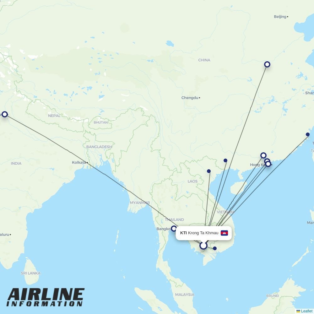 Air Cambodia routes from KTI
