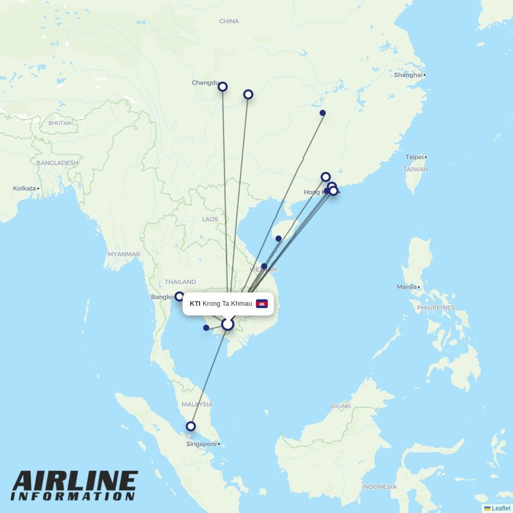 Cambodia Airways routes from KTI