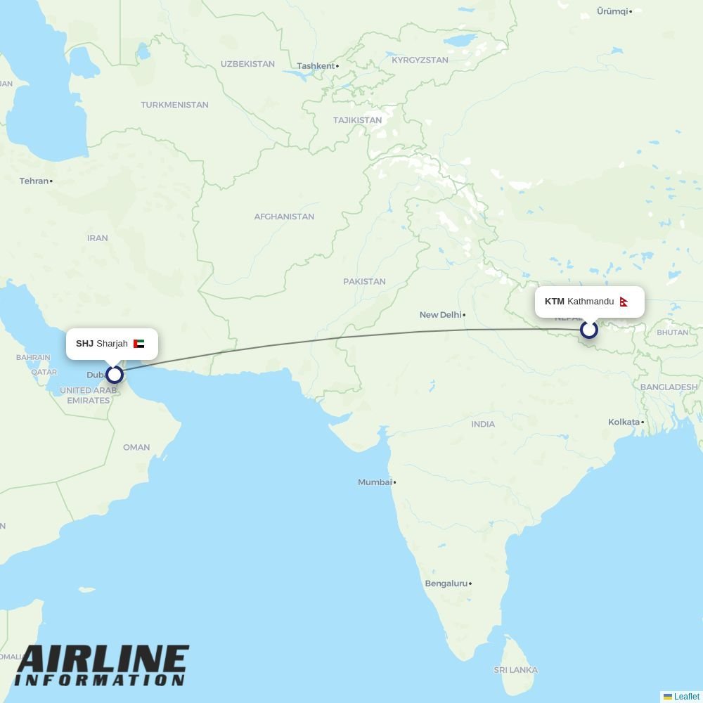 Biman routes from KTM