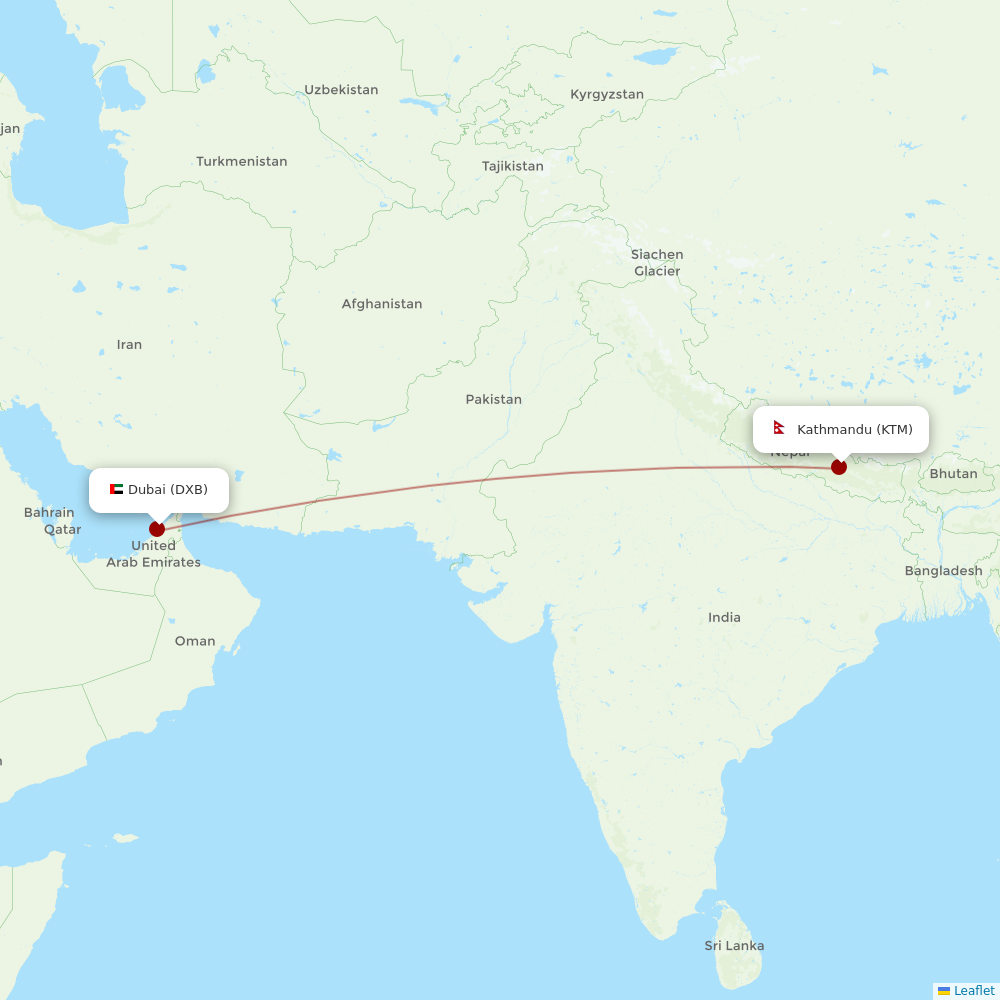 flydubai at KTM route map