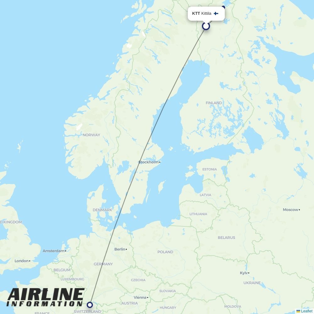 Edelweiss routes from KTT
