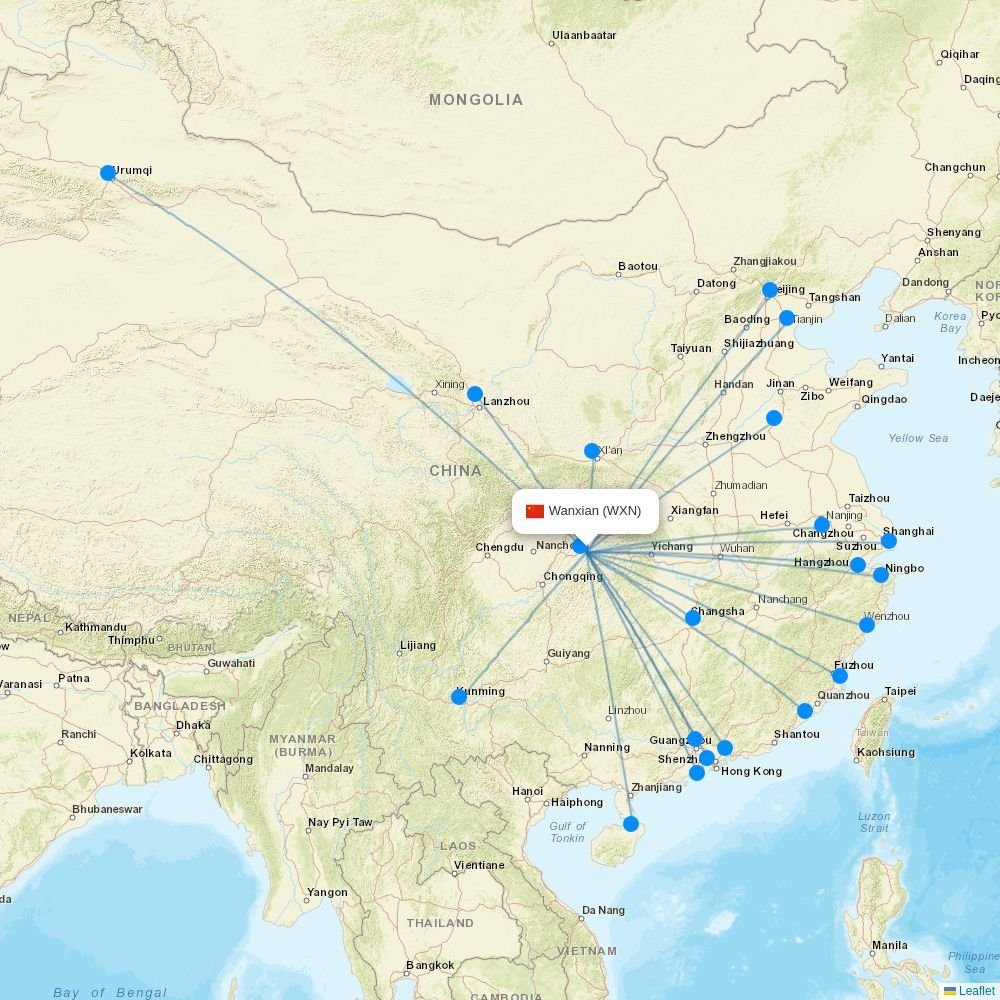 Ural Airlines routes from KUF