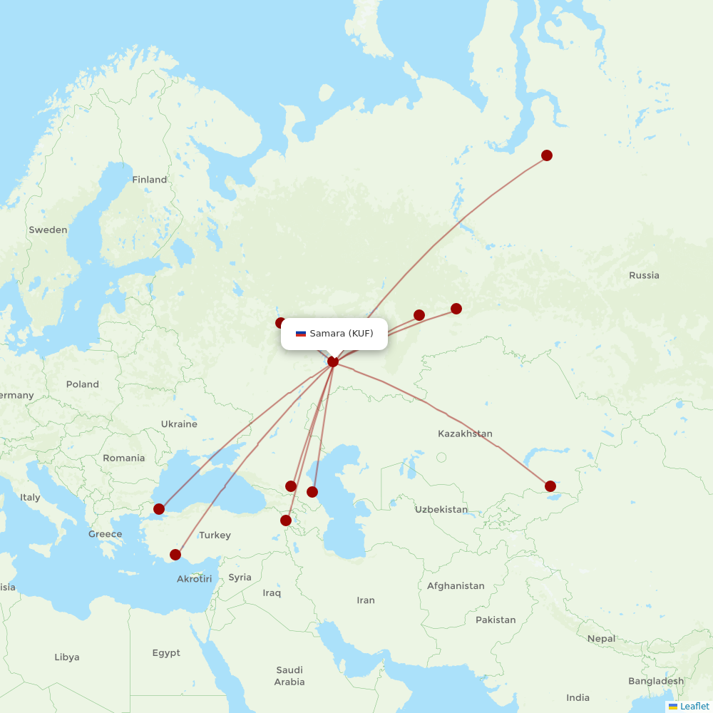 Red Wings at KUF route map