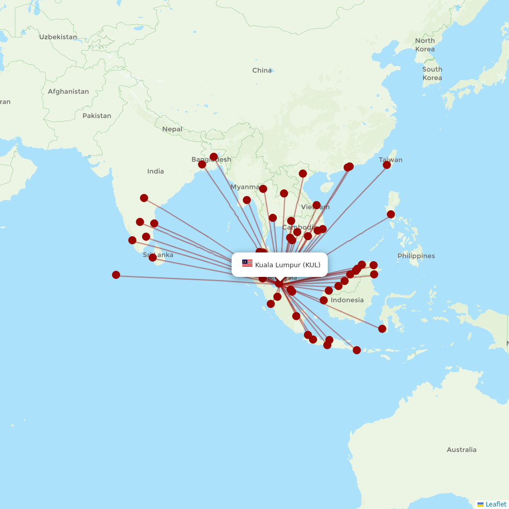 AirAsia at KUL route map