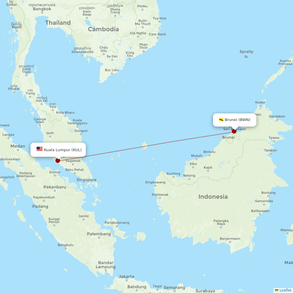 Royal Brunei Airlines at KUL route map