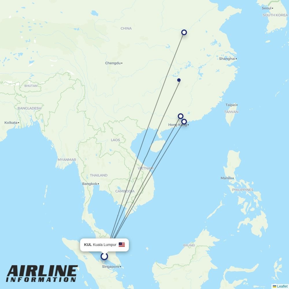 China Southern routes from KUL