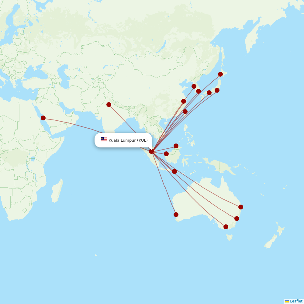 AirAsia X at KUL route map