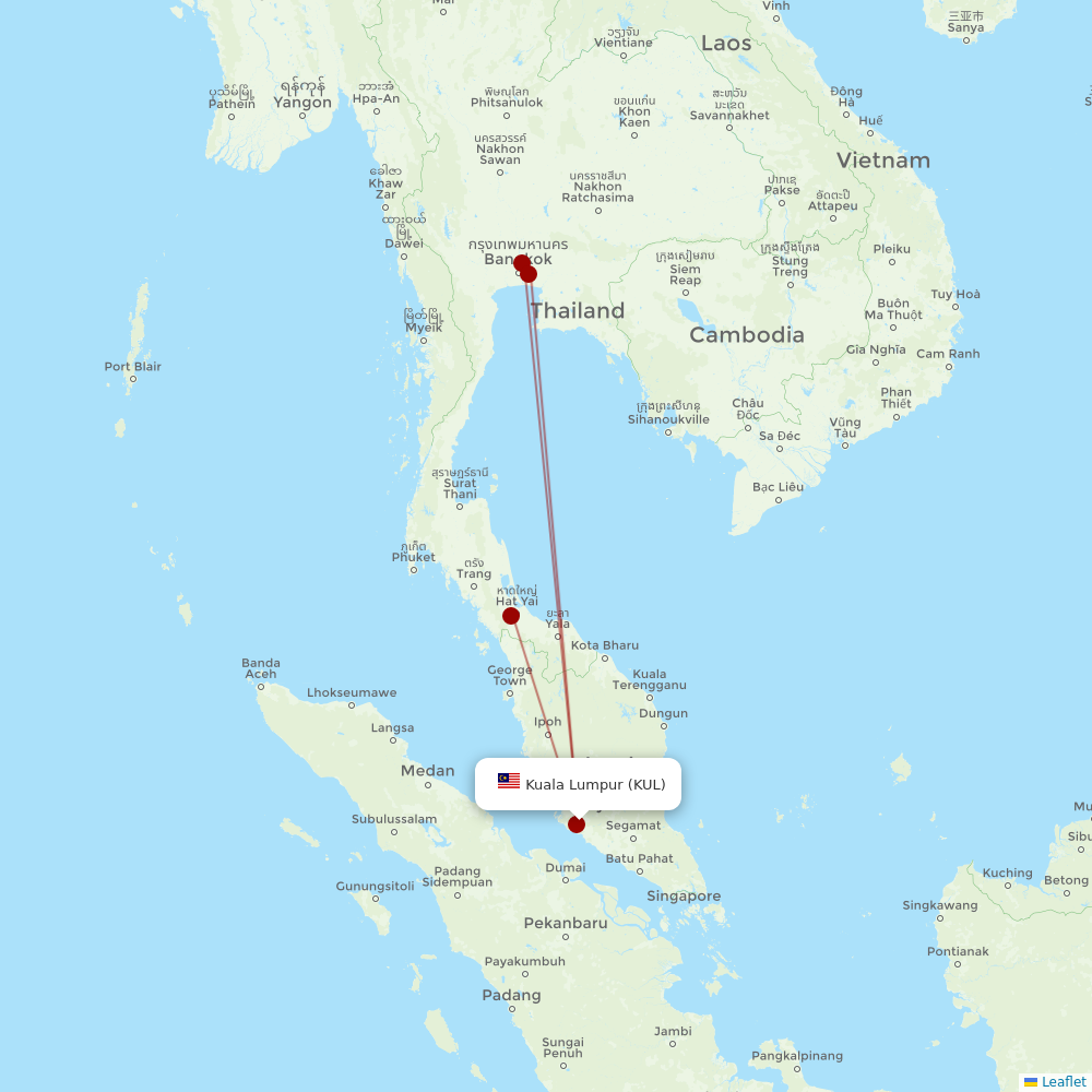 Thai AirAsia at KUL route map