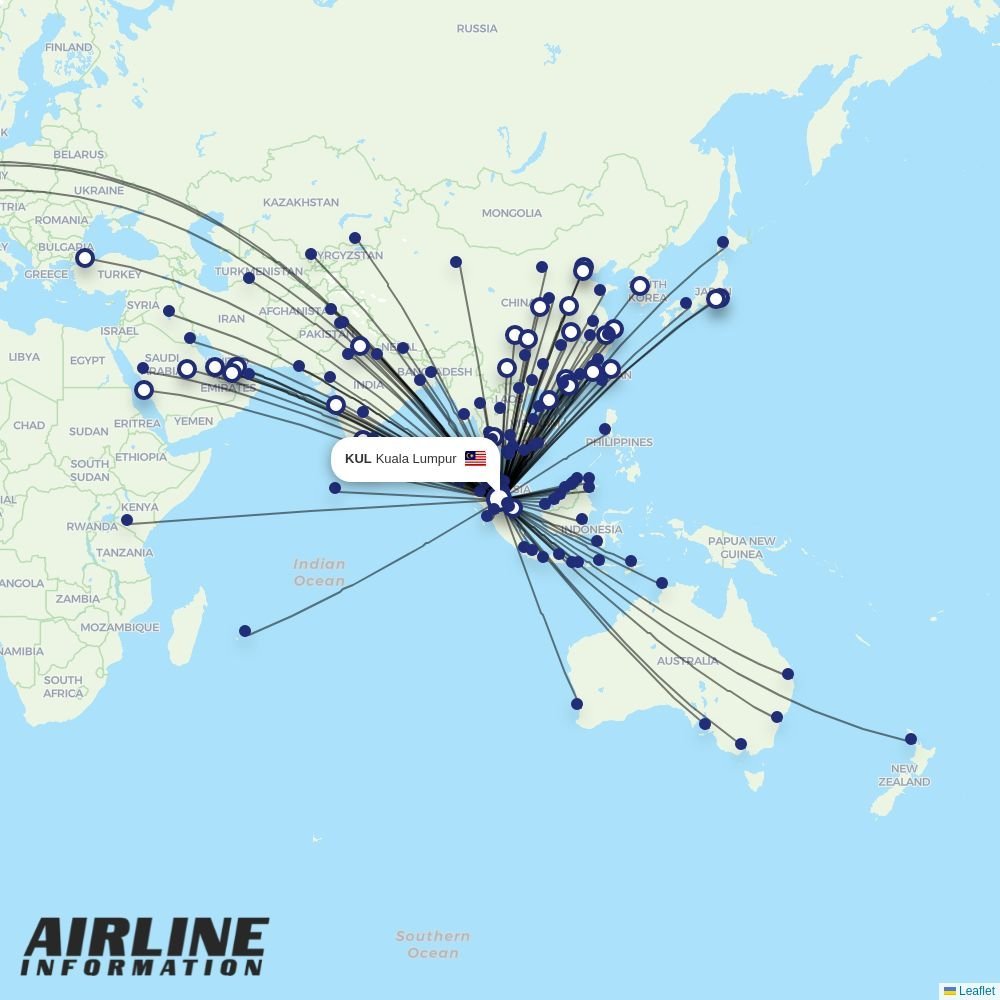 Shanghai Airlines routes from KUL
