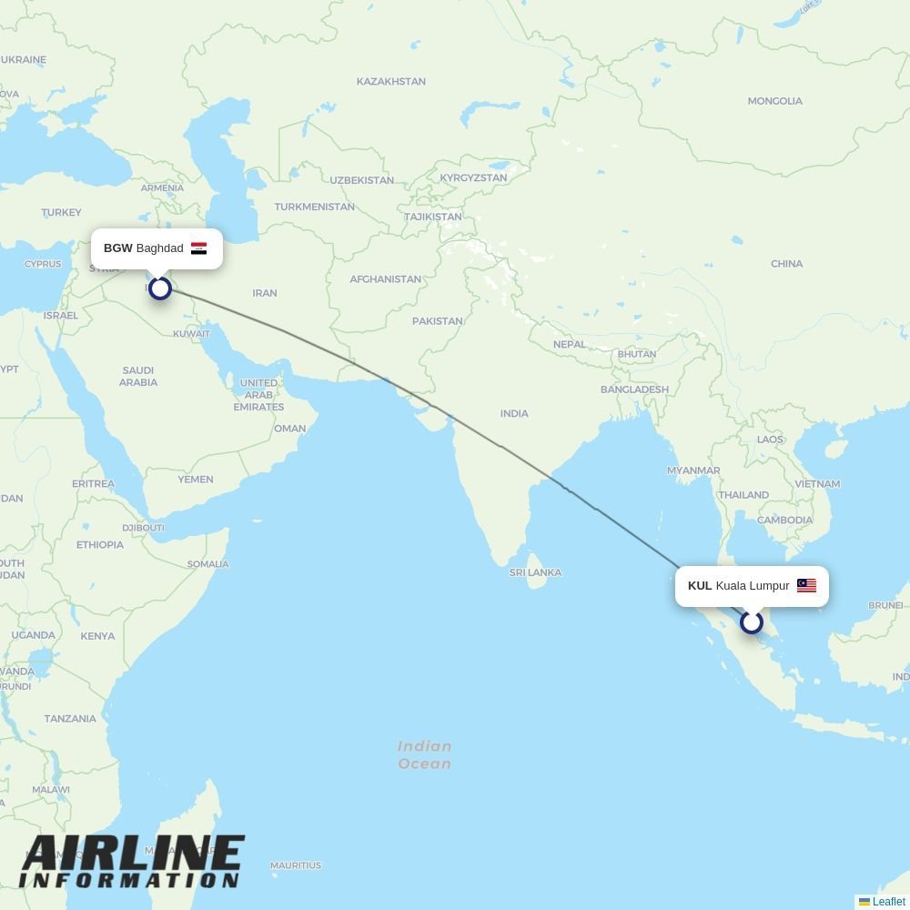 Iraqi Airways routes from KUL